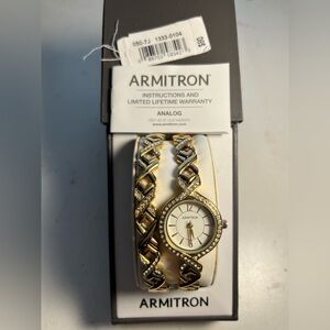 Armitron Gold wi/crystals Watch/Bracelet set